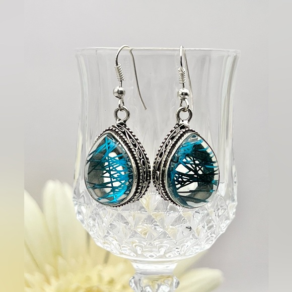 BLUE RUTILE EARRINGS - Picture 12 of 12